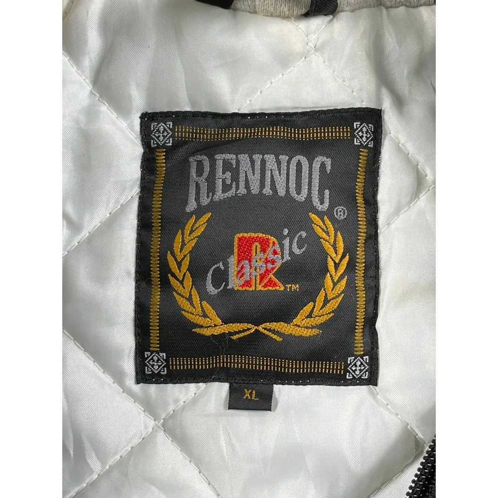 Rennoc Windbreaker Jacket Mens XL Black Good Vintage Shannon Baseball Hooded